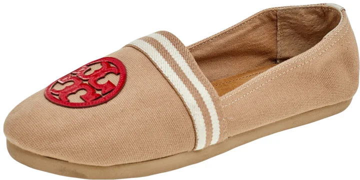 Tory Burch Multicolor Canvas and Patent Leather Espadrille Flats Size 37.5
