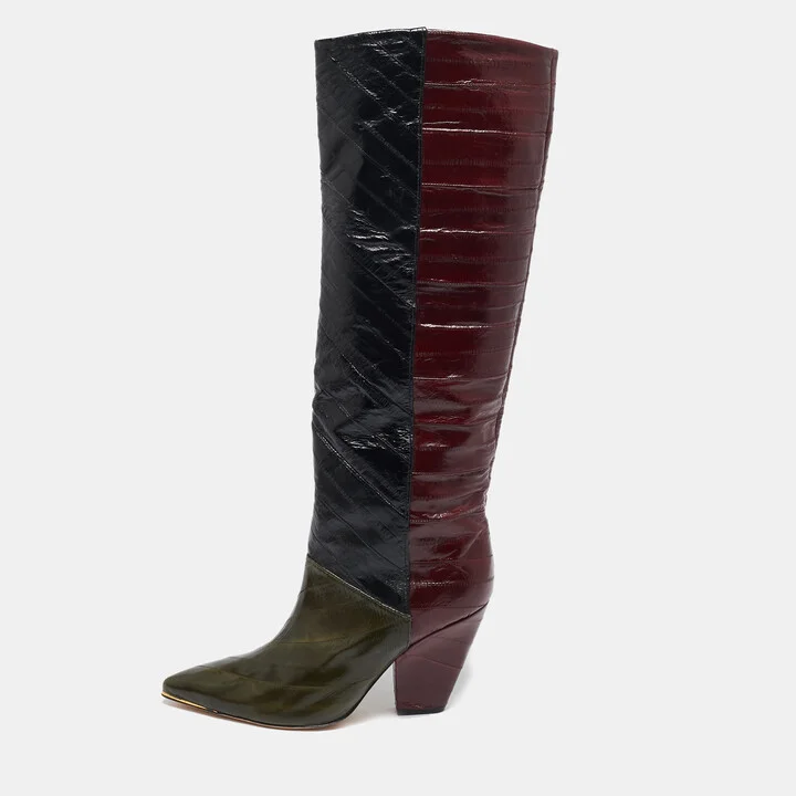 Tory Burch Multicolor Eel Leather Knee Length Boots Size 40