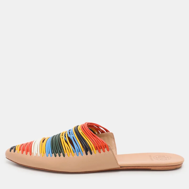 Tory Burch Multicolor Leather Rainbow Sienna Mules Size 38
