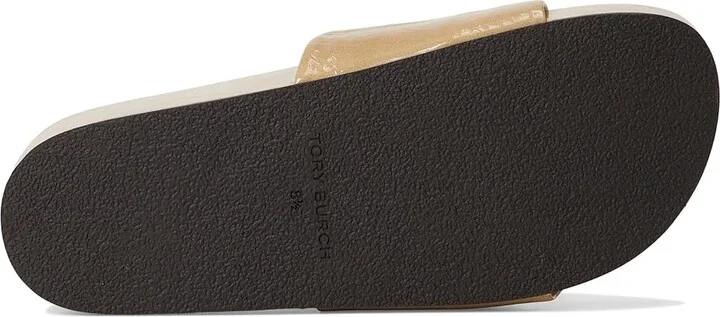 Tory Burch Patos Platform Slide Women's Wedge Shoes Chateau Gray/Silver : 10 M, Leather - Image 3