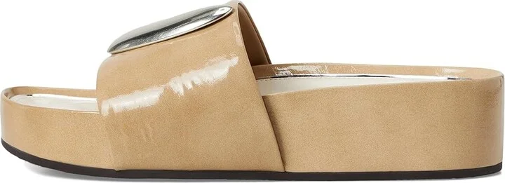 Tory Burch Patos Platform Slide Women's Wedge Shoes Chateau Gray/Silver : 10 M, Leather - Image 6