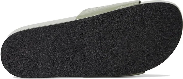 Tory Burch Patos Platform Slide Women's Wedge Shoes Light Jade/Silver : 10 M, Leather - Image 3