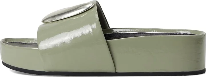Tory Burch Patos Platform Slide Women's Wedge Shoes Light Jade/Silver : 10 M, Leather - Image 6
