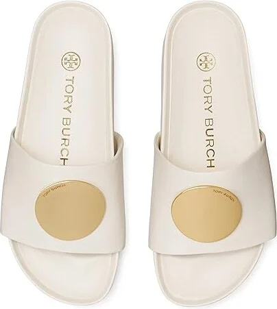Tory Burch Patos Slide Women's Shoes New Ivory/New Ivory : 10.5 M, Leather - Image 6