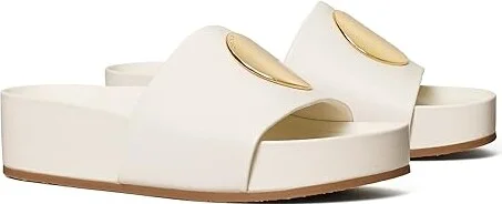 Tory Burch Patos Slide Women's Shoes New Ivory/New Ivory : 10.5 M, Leather
