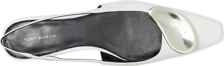 Tory Burch Patos Slingback Women's Shoes Cloud/Silver : 9 M, Leather - Image 2