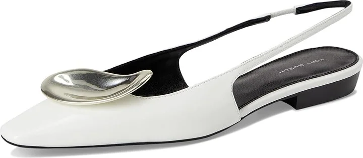 Tory Burch Patos Slingback Women's Shoes Cloud/Silver : 9 M, Leather - Image 5