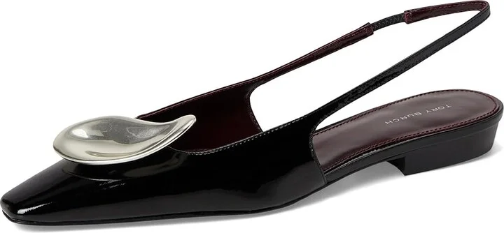 Tory Burch Patos Slingback Women's Shoes Perfect Black/Silver : 8 M, Leather - Image 5