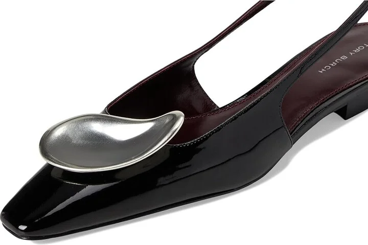 Tory Burch Patos Slingback Women's Shoes Perfect Black/Silver : 8 M, Leather - Image 7