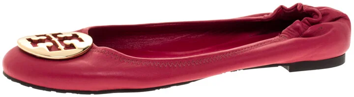 Tory Burch Pink Leather Scrunch Ballet Flats Size 40.5