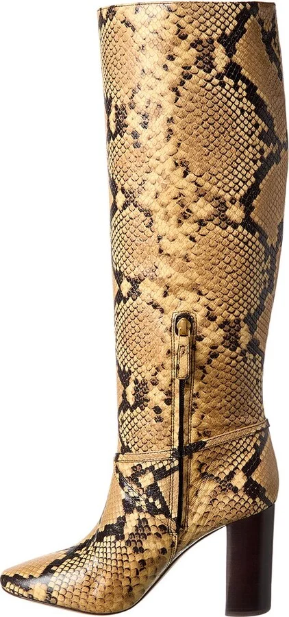 Tory Burch Pull-On Snake-Embossed Leather Knee-High Boot - Image 2