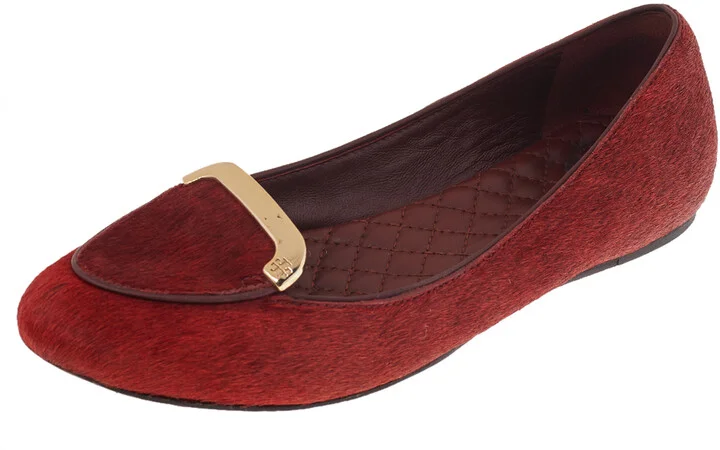 Tory Burch Red Calf Hair Ballet Flats Size 36.5