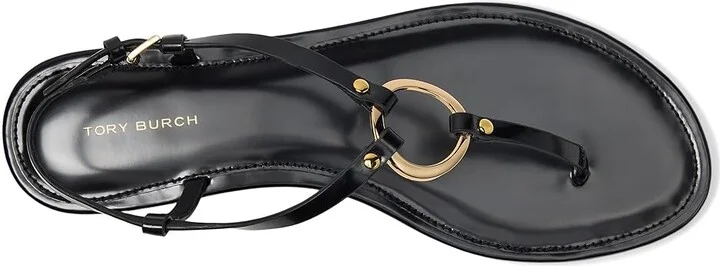 Tory Burch Ring Sandal Women's Shoes Perfect Black 1 : 7.5 M, Leather - Image 2