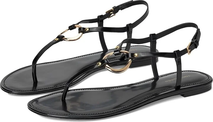 Tory Burch Ring Sandal Women's Shoes Perfect Black 1 : 7.5 M, Leather