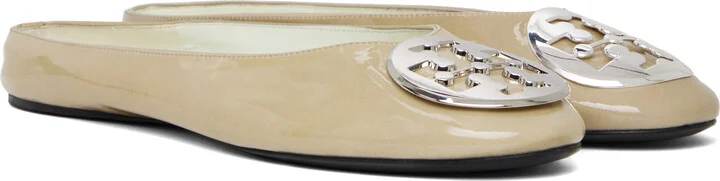 Tory Burch SSENSE Exclusive Beige Reva Backless Ballerina Flats - Image 4