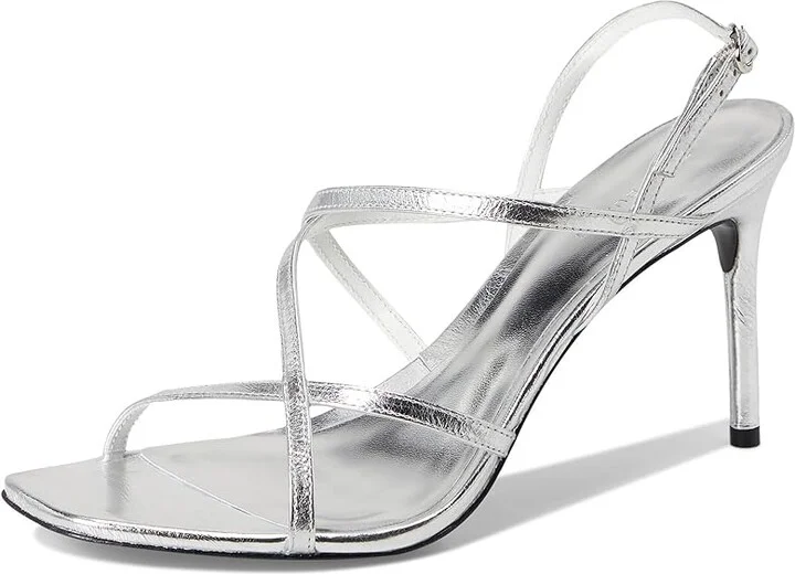Tory Burch Strap Heel Sandals 90mm Women's Wedge Shoes Silver : 9 M, Leather - Image 5