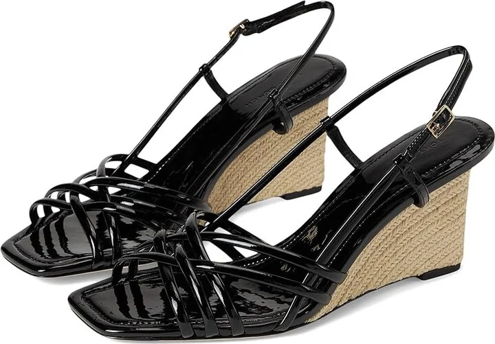 Tory Burch Strap Wedge Sandals 75mm Women's Wedge Shoes Perfect Black/Perfect Black : 11 M, Leather