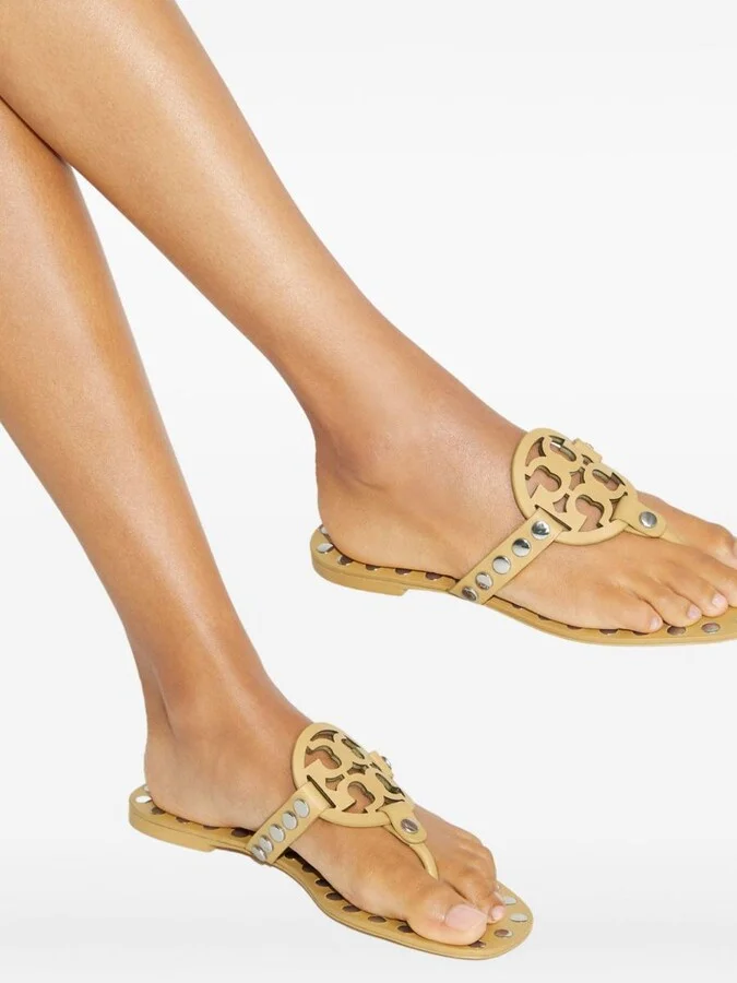 Tory Burch Studded Miller Leather Flat Sandals - Image 3