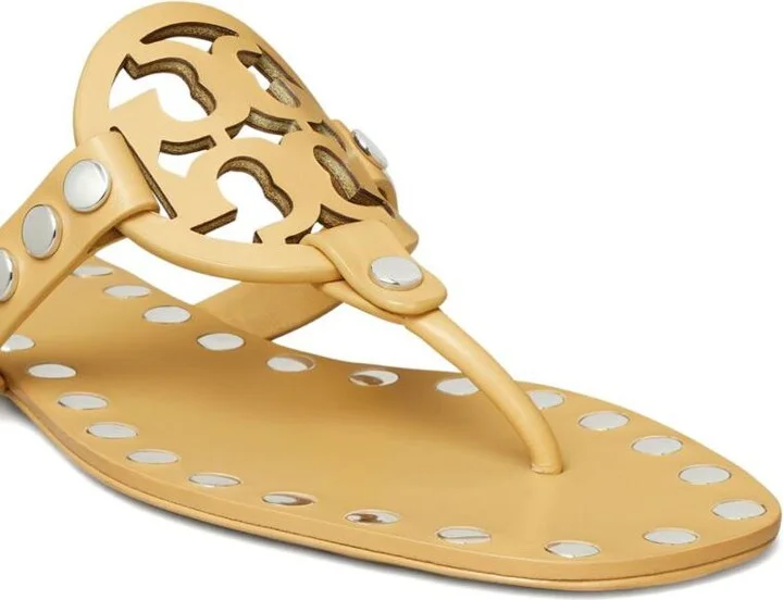 Tory Burch Studded Miller Leather Flat Sandals - Image 4