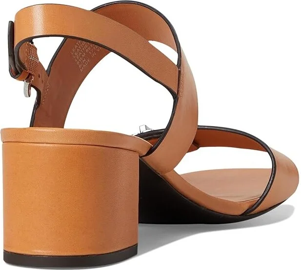 Tory Burch T Lock Heel Sandals 55mm Women's Wedge Shoes Camello : 8.5 M, Leather - Image 4
