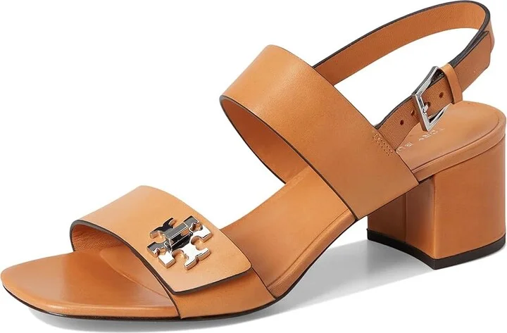 Tory Burch T Lock Heel Sandals 55mm Women's Wedge Shoes Camello : 8.5 M, Leather - Image 5