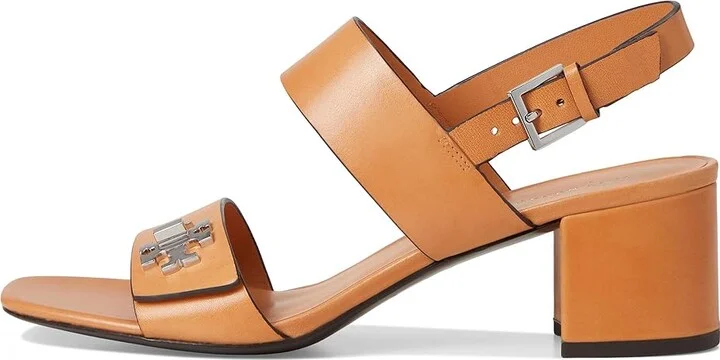 Tory Burch T Lock Heel Sandals 55mm Women's Wedge Shoes Camello : 8.5 M, Leather - Image 6