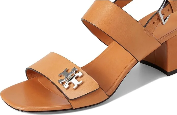Tory Burch T Lock Heel Sandals 55mm Women's Wedge Shoes Camello : 8.5 M, Leather - Image 7