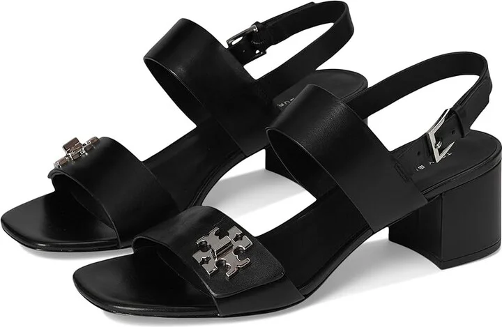 Tory Burch T Lock Heel Sandals 55mm Women's Wedge Shoes Perfect Black : 6.5 M, Leather