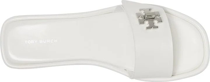 Tory Burch T Lock Slide Women's Wedge Shoes Cloud : 6 M, Leather - Image 2