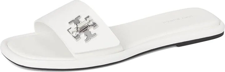 Tory Burch T Lock Slide Women's Wedge Shoes Cloud : 6 M, Leather - Image 5