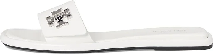 Tory Burch T Lock Slide Women's Wedge Shoes Cloud : 6 M, Leather - Image 6