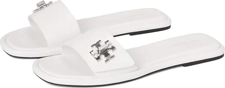 Tory Burch T Lock Slide Women's Wedge Shoes Cloud : 6 M, Leather