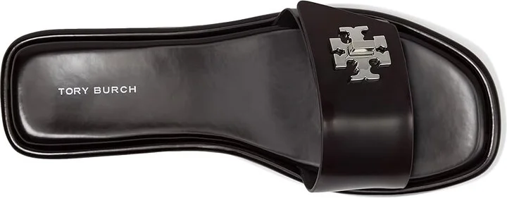 Tory Burch T Lock Slide Women's Wedge Shoes Cocoa : 10.5 M, Leather - Image 2