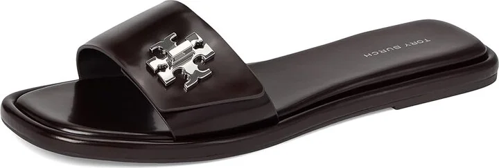 Tory Burch T Lock Slide Women's Wedge Shoes Cocoa : 10.5 M, Leather - Image 5