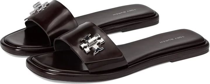 Tory Burch T Lock Slide Women's Wedge Shoes Cocoa : 10.5 M, Leather