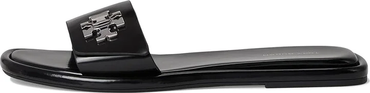 Tory Burch T Lock Slide Women's Wedge Shoes Perfect Black : 11 M, Leather - Image 6