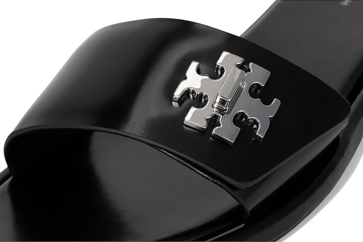 Tory Burch T Lock Slide Women's Wedge Shoes Perfect Black : 11 M, Leather - Image 7