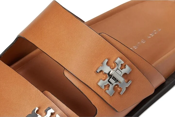 Tory Burch T Lock Sport Slide Women's Wedge Shoes Camello : 7.5 M, Leather - Image 7