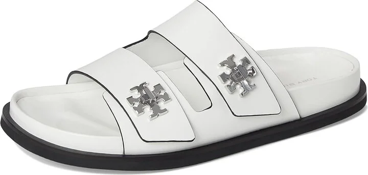 Tory Burch T Lock Sport Slide Women's Wedge Shoes Cloud : 10 M, Leather - Image 5