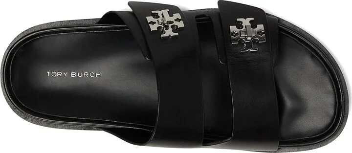 Tory Burch T Lock Sport Slide Women's Wedge Shoes Perfect Black : 10 M, Leather - Image 2