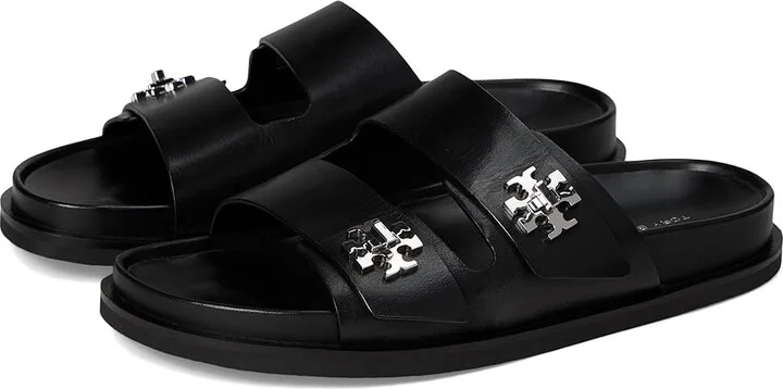 Tory Burch T Lock Sport Slide Women's Wedge Shoes Perfect Black : 10 M, Leather