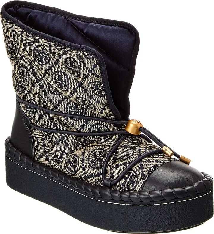 Tory Burch T Monogram Canvas & Leather Sleeping Bag Boot