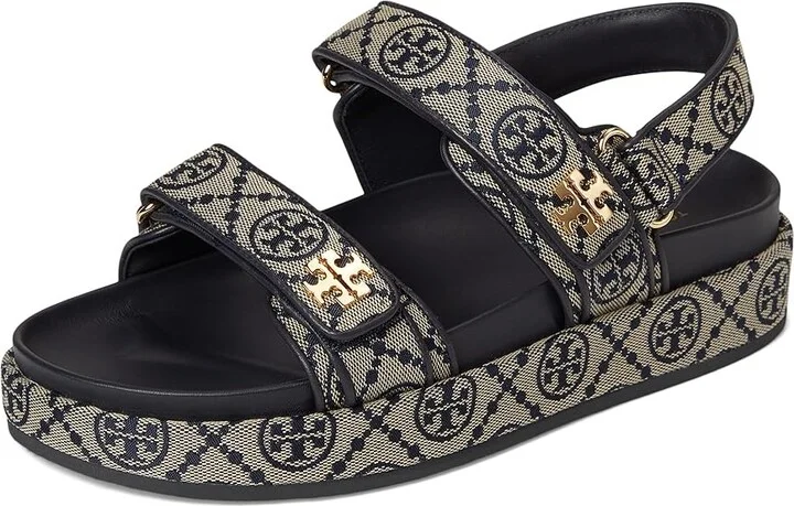 Tory Burch T Monogram Kira Sport Sandals Women's Flat Shoes Perfect Navy : 11 M - Image 5