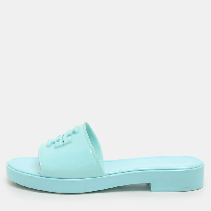 Tory Burch Turquoise Jelly Eleanor Slides 39