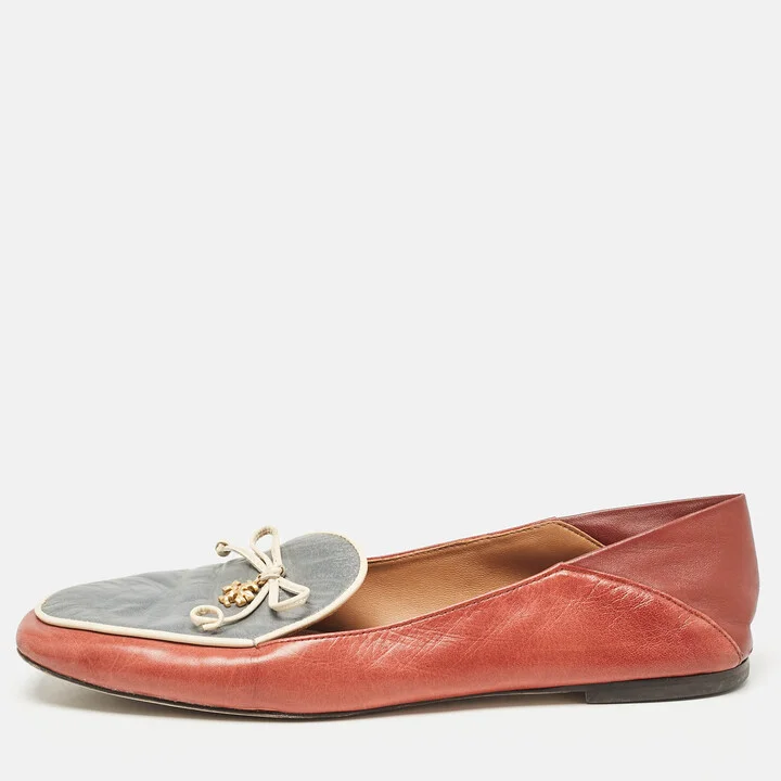 Tory Burch Two Tone Leather Slip On Loafers Size 39.5
