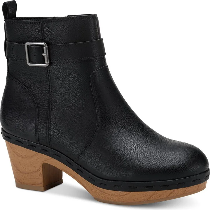 Toryy Womens Faux Leather Clog Booties