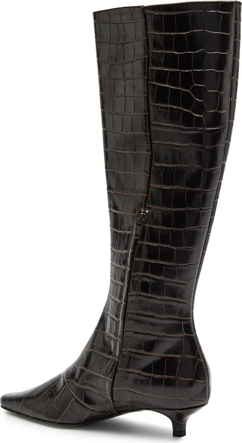 Toteme 40 Crocodile-effect Leather Knee-high Boots - Image 2