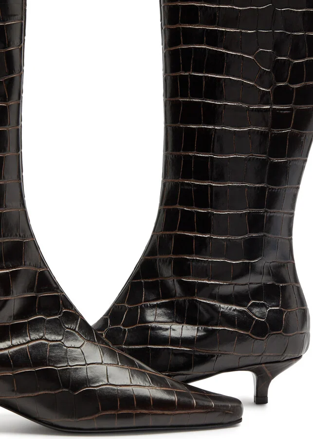 Toteme 40 Crocodile-effect Leather Knee-high Boots - Image 4