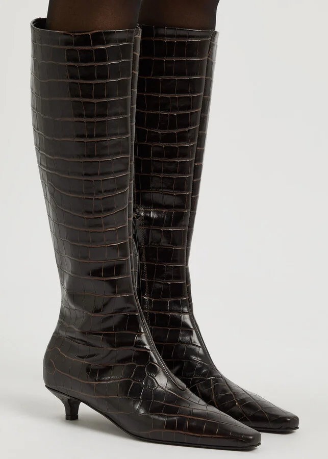 Toteme 40 Crocodile-effect Leather Knee-high Boots - Image 5