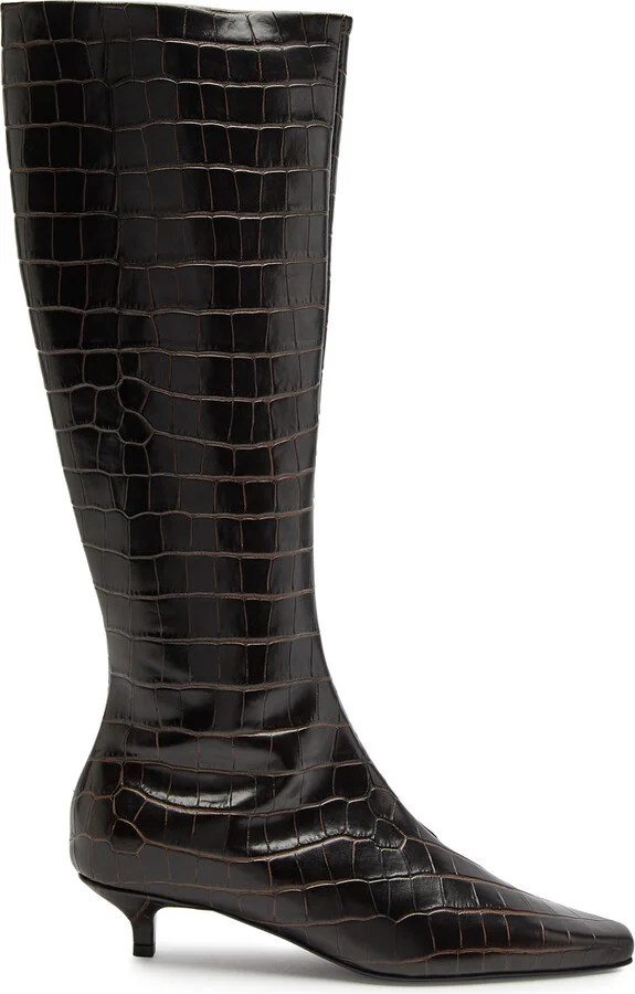 Toteme 40 Crocodile-effect Leather Knee-high Boots